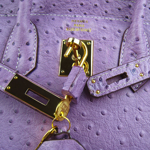 Replica Hermes Birkin 30CM Ostrich Veins Handbag Purple 6088 On Sale
